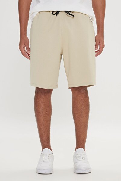 AC&Co / Altınyıldız Classics Men's Beige Standard Fit Regular Cut Cotton Stretch Knitted Shorts,