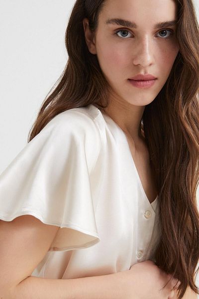 STELLA PULVIS V-Neck Satin Blouse