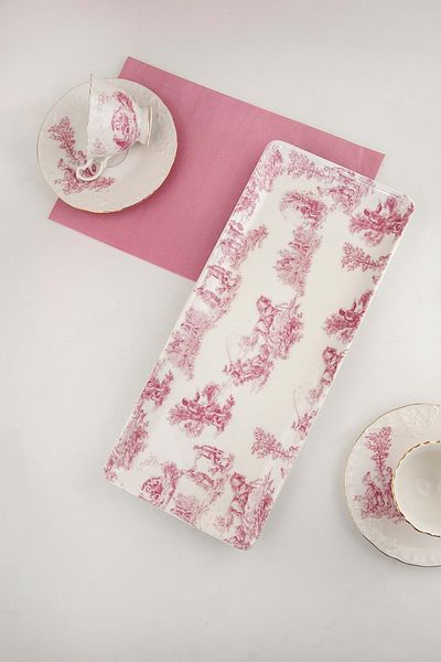 Bursa Porselen Dekor English Porcelain Dried Rose Presentation Plate - Tray