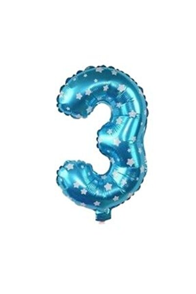 ikm balon Folyo Balon 3 Rakamı Helyum Balon 36 Cm Mavi Renk - 3 Yaş Balonu - ...