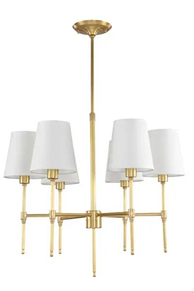 burenze Modern Avize 6 lı Eskitme Gold Avize Krem Abajur Şık Görsellik Katar