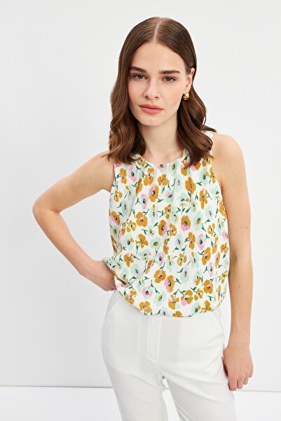 STELLA PULVIS Плисирана бяла блуза с подплата