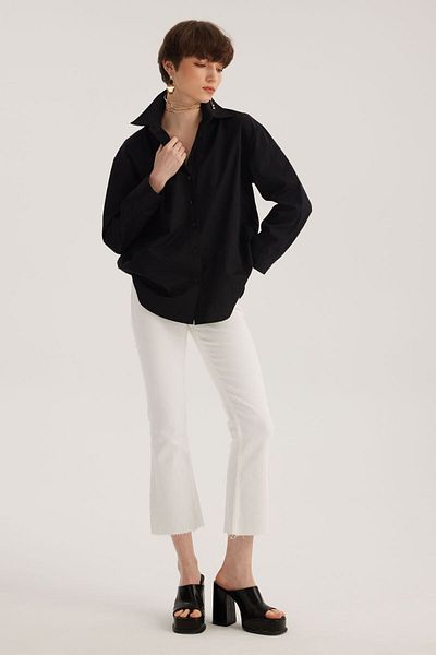 STELLA PULVIS Cămașă neagră oversize din poplin