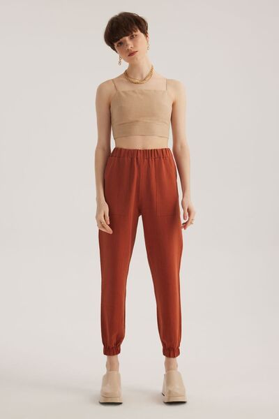 STELLA PULVIS Kiremit Keten Karışımlı Jogger Pantolon