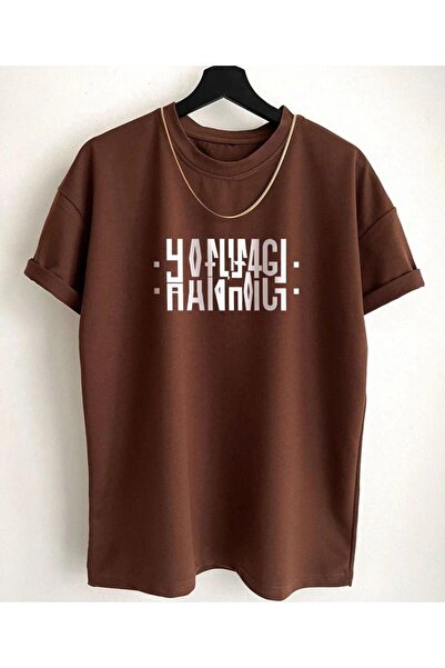 HIRSCH Men's Brown Oversize Ma'am Printed T-shirt