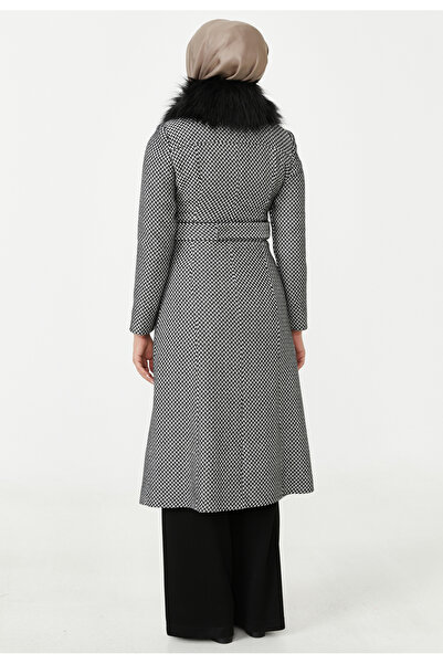 Setrms Siyah Deri Mixli Yaka Kemer Detaylı Kaban 2413202