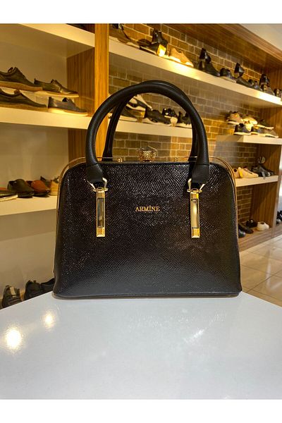 Armine ARMINE Black Patent Leather Quality Stylish Hand and Shoulder Bag