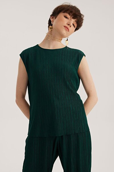 STELLA PULVIS Πράσινη αμάνικη μπλούζα με στρογγυλή λαιμόκοψη