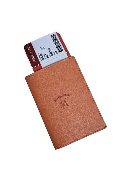 Smyrna Acar Mira Thermo Leather Passport Case Passport Holder Orange