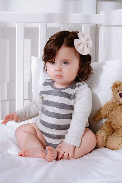 Lilabio 100% Organic Cotton Striped Long Sleeve Baby Bodysuit