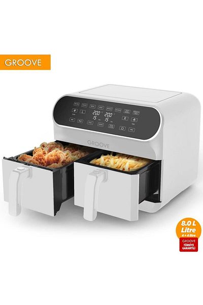 Groove Max Plus XXL 1800W 4LT 4LT 8LT Double Chamber Smart Air Fryer - White