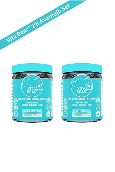 Vita Bear فيتامين الصمغ القوي للشعر 60 قطعة × 2