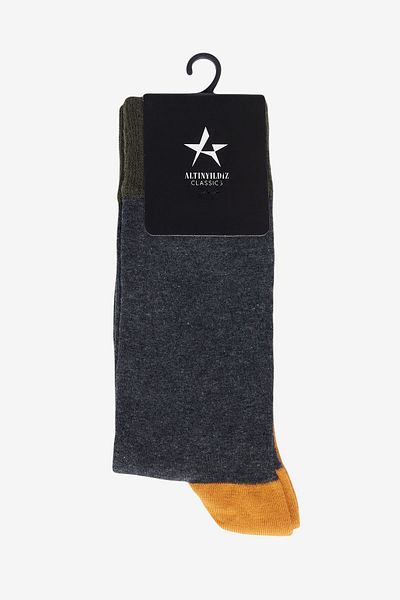 ALTINYILDIZ CLASSICS Мъжки шарени чорапи ANTHRACITE MUSTARD