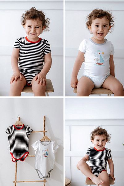 Lilabio 100% Cotton 2-Piece Short Sleeve Baby Bodysuit