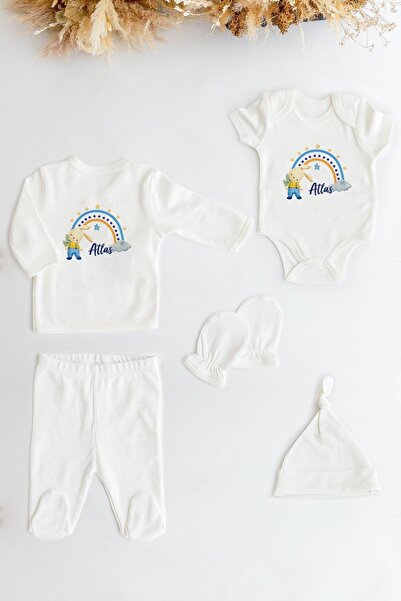 Lilabio %100 Organik Isme Özel 5li Hastane Çıkışı Alt Üst Takım Set