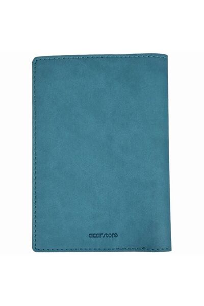 Smyrna Acar Mira Thermo Leather Passport Case Passport Holder Turquoise Blue