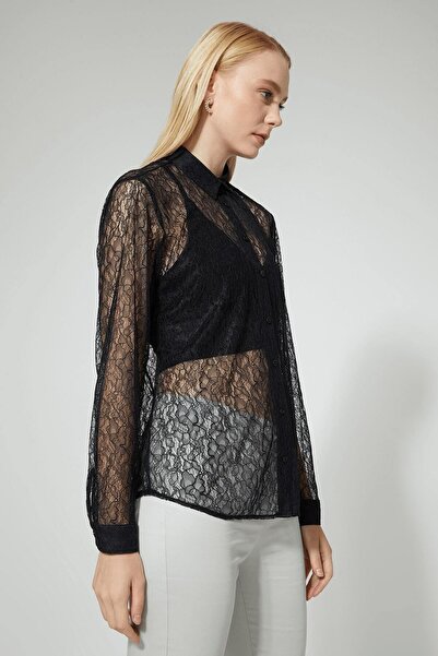 STELLA PULVIS Cămașă cu dantelă neagră