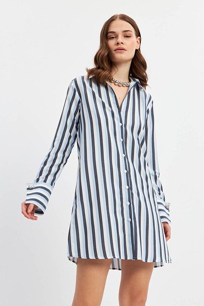 STELLA PULVIS Blue Striped Tunic with Thick Cuffs