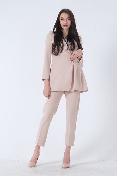 Feminist Trousers Elastic Waist Jacket Set Stone4595014