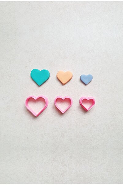 WE3D طقم قالب لب سيراميك بوليمر كلاسيكي على شكل قلب 1.5 - 2 - 2.5 سم