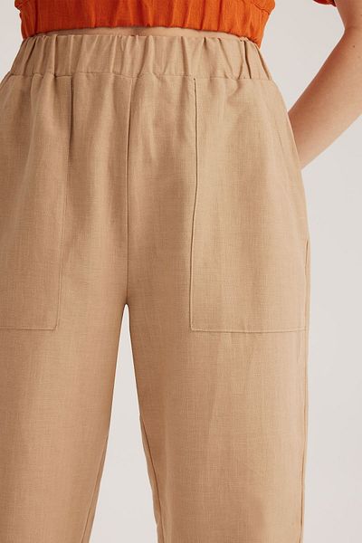 STELLA PULVIS Beige Linen Blended Jogger Pants