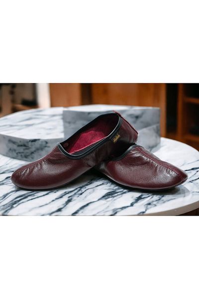 Akdam Claret Red Leather Hajj Umrah Tawaf and Home Shoes - 100%