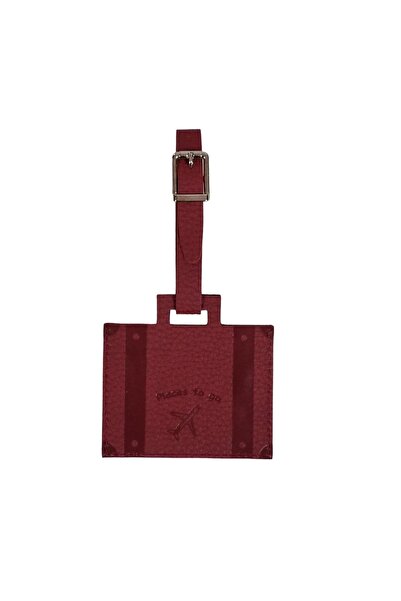 Acar Giza Vegan Leather Luggage Suitcase Label Burgundy