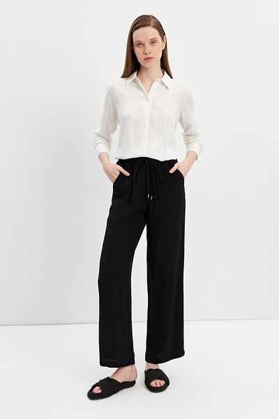 STELLA PULVIS Elastic Waist Black Maroken Trousers