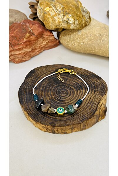 Porsuk Alternatif سوار نسائي مصنوع يدويًا من الحجر الطبيعي (حجر اليشم) مطرز ب...