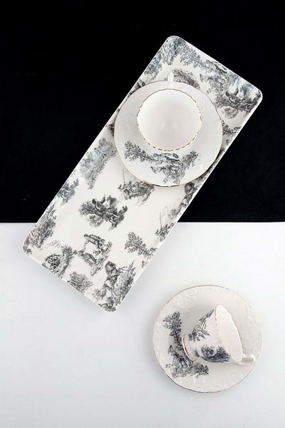 Bursa Porselen Dekor Black English Porcelain Presentation Plate/Tray