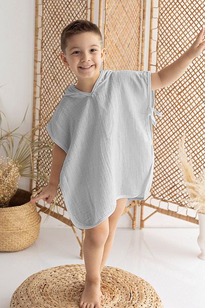 Lilabio 2-7 Years Teddy Eared Poncho - 100% Cotton, Double Layer