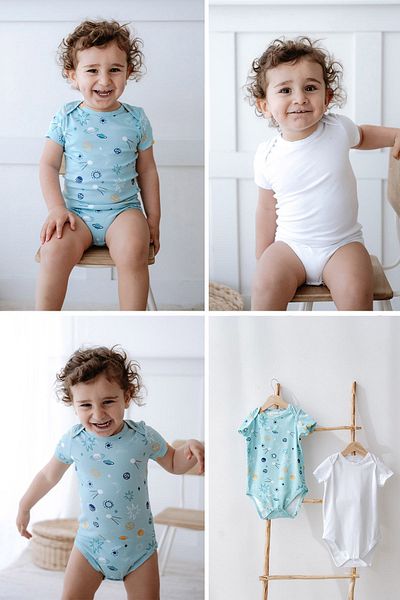 Lilabio 100% Cotton 2-Piece Short Sleeve Baby Bodysuit