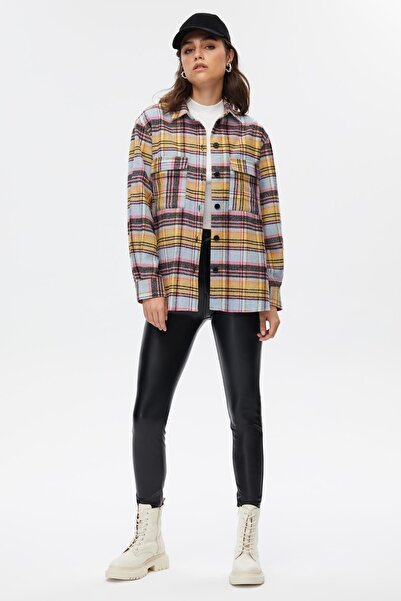 STELLA PULVIS Cămașă pentru femei în carouri cu buzunar acoperit