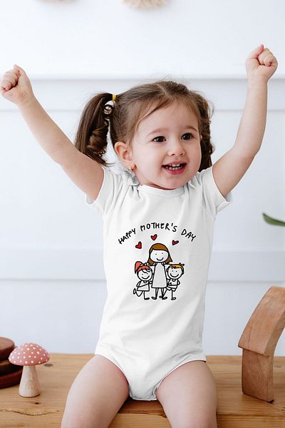 Lilabio Mother's Day 100% Cotton Short Sleeve Baby Bodysuit