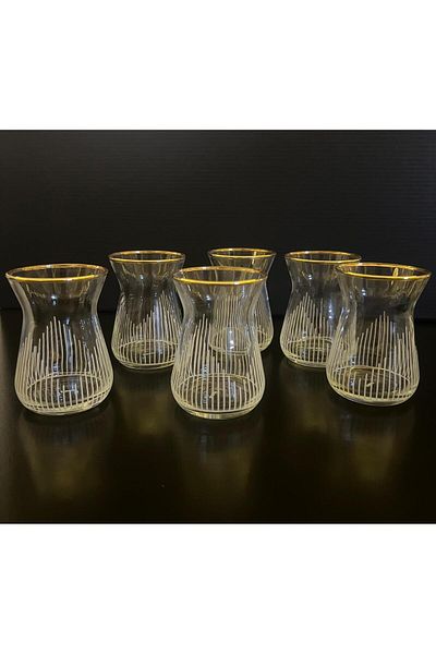 Tiamo Mios Pasabahce - 6-Piece Tea Cup, Cut Gold