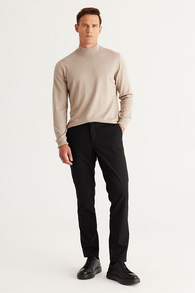 AC&Co / Altınyıldız Classics Men's Black Slim Fit Slim Fit Flexible Trousers