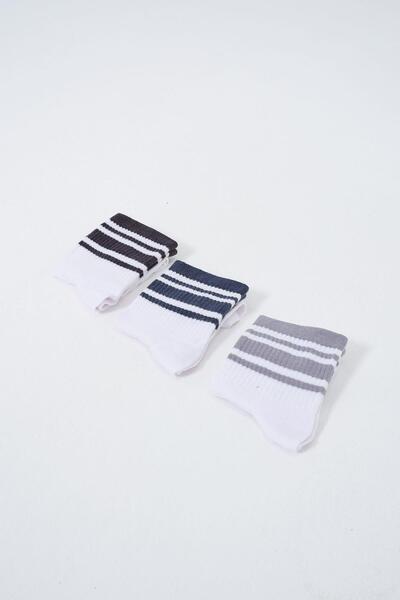 C&City Ανδρικό σετ κοντές κάλτσες 3 τεμαχίων ριγέ - Ocean