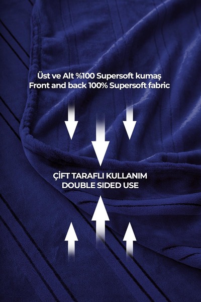 Evlen Home Collection Mayer Supersoft Soft Double Blanket Bedspread Navy Blue