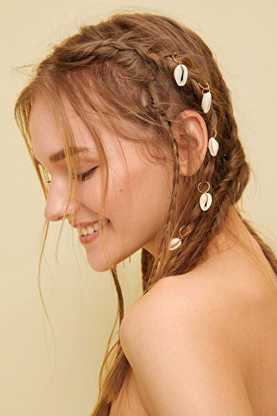 M Miel Gold Deniz Kabuğu - Set de 10 cercei și agrafe de păr