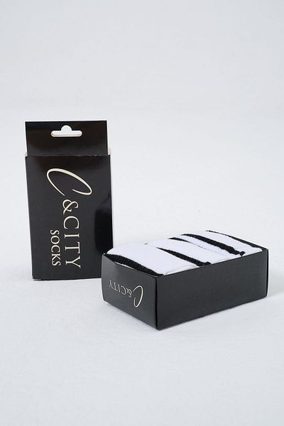 C&City Black/Striped 3-Piece Long Sock Set for Men