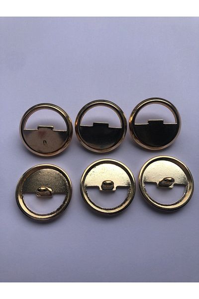 aensia Light Gold Gold Circle Hollow Special Design Button Metal Button 36 Size Buttons - Pack of 6 Buttons