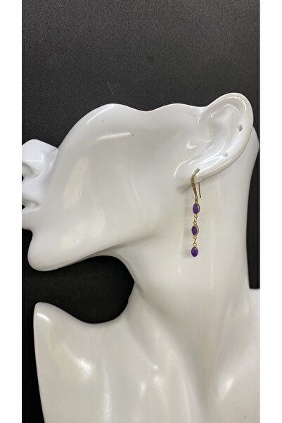 Porsuk Alternatif El yapımı çift taraf mineli pirinç kadın küpe