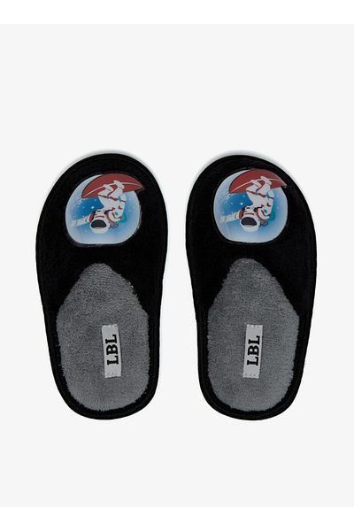 LBL by Shoexpress Plush Textured Slip-On Bedroom Mules with Astronaut Applique Detail