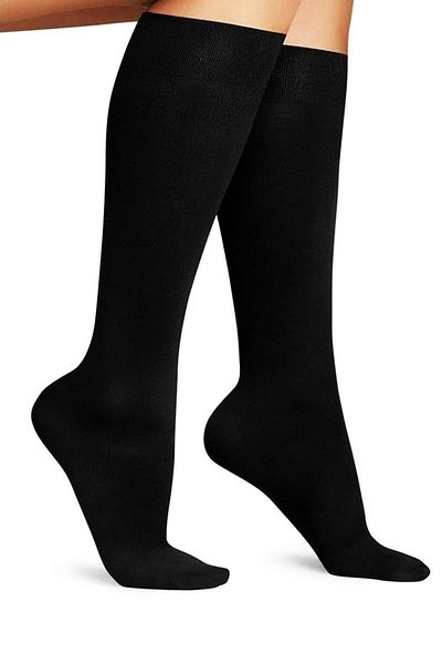 Design Socks Γυναικείες απλές βαμβακερές μαύρες κάλτσες ψηλές στο γόνατο - κάλτσες με σχέδια