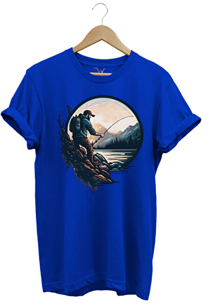 WİDİ تي شيرت صيفي مصنوع من القطن بنسبة 100% لصيد الأسماك والطبيعة - تصميم مخصص