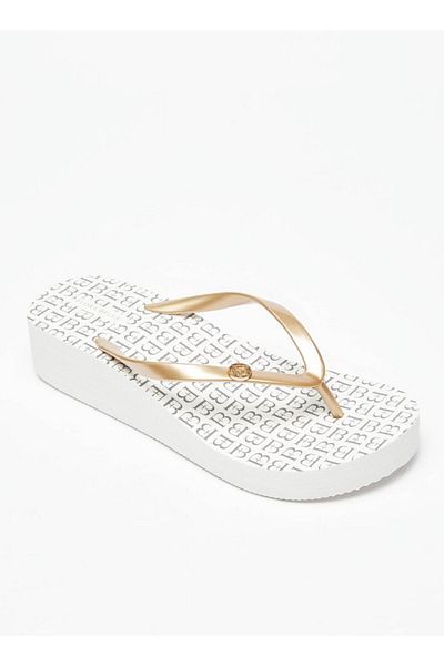 Flora Bella by Shoexpress Printed Flip Flops with Flatform Heels