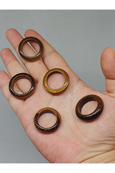 Yasamtohumu خاتم حجري بعيون النمر بسمك 6 مم - مقاس قياسي (51506)