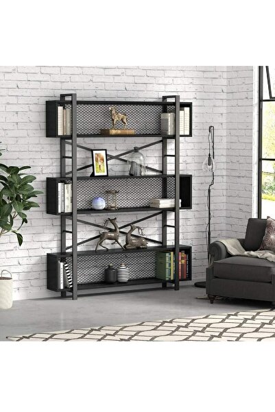 Plus aksesuar Dekoratif Tasarım 3 Bölmeli Kütüphane Kitaplık Dosya Rafı Aksesuar Rafı Çiçeklik