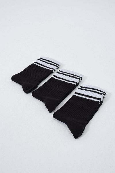 C&City Black Men's Striped 3-Piece Long Sock Set