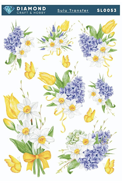 Buhobi Diamond Water Transfer Paper Sl0053 25X35Cm - Flower Butterfly